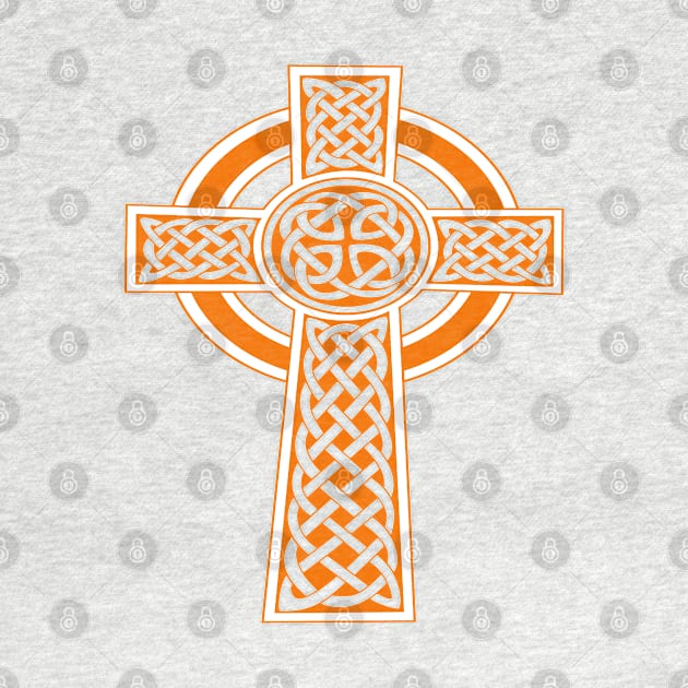 St Patrick's Day Celtic Cross Orange and White by taiche